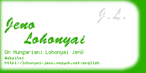 jeno lohonyai business card